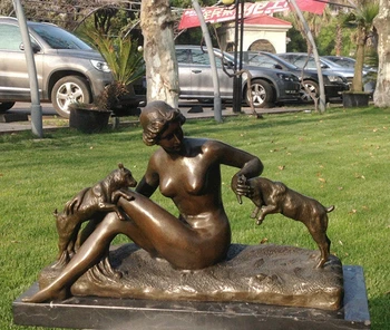 

Art Deco Sculpture Beauty And Pets Bronze Statue