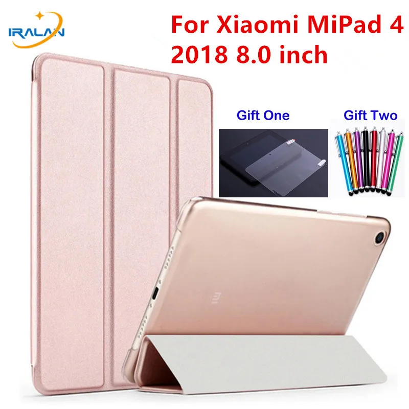 

Ultra Slim Full Body Protection PU Leather Case For Xiaomi Mi Pad 4 Mi Pad4 miPad 4 8.0 2018 Tablet Stand Smart Cover+film+pen