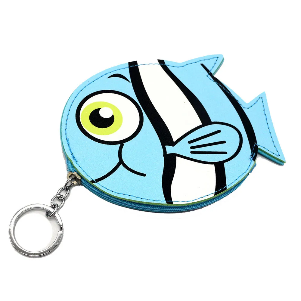 Aelicy кожаный маленький кошелек мультфильм морской рыбы детский Брелок Кошелек для монет, карт, кошелек для девочек Для женщин для подарка