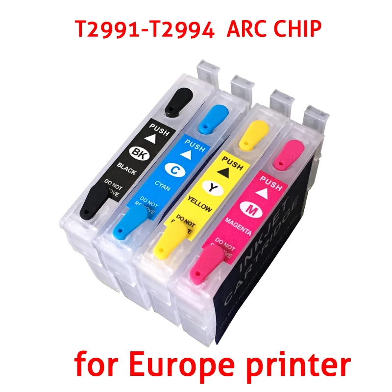 

4 PCS T2991 Refillable Ink Cartridge with Auto Reset Chips For Epson XP-235/432/245/247/332/335/342/345/432/435/442/445