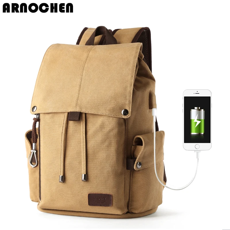 Buy Simple canvas backpack male high quality school