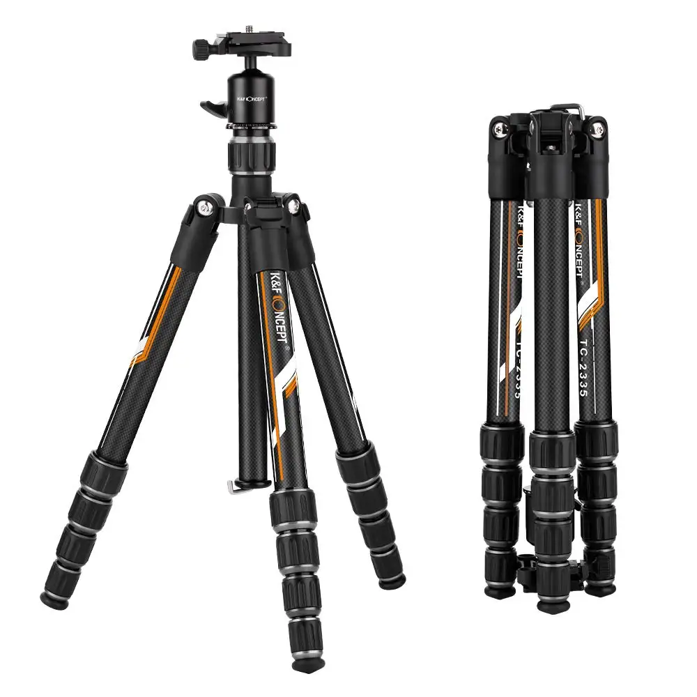 

K&F Concept Professional Carbon Fiber TC2335 Camera Tripod with 360 ° Ball Head Quick Release Plate for DSLR Nikon Canon Camera