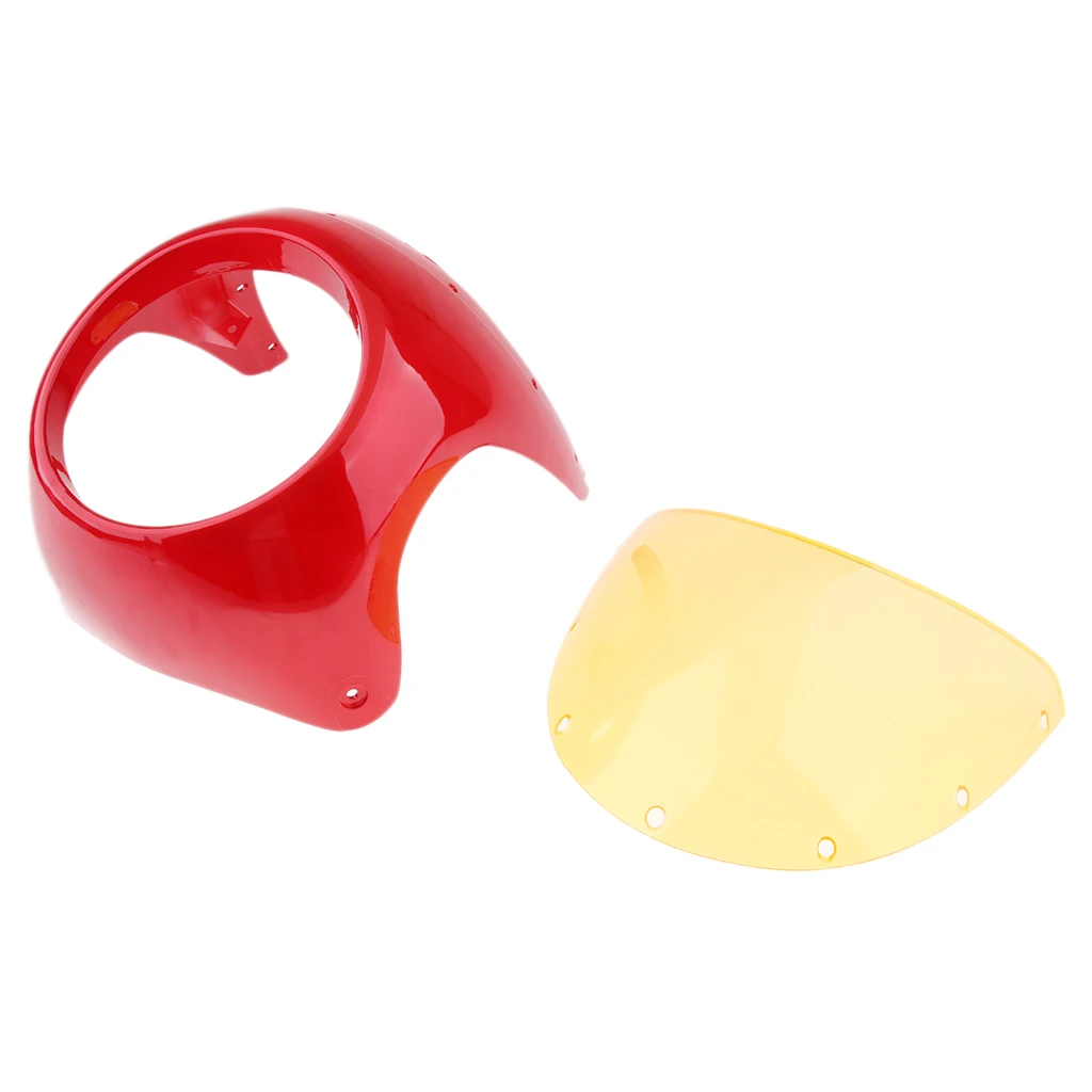 Motorcycle Headlight Fairing Wind Screen Cover Fits 16cm-18cm Headlamp Plastic Headlight Fairing Screen for Retro Cafe Racer 