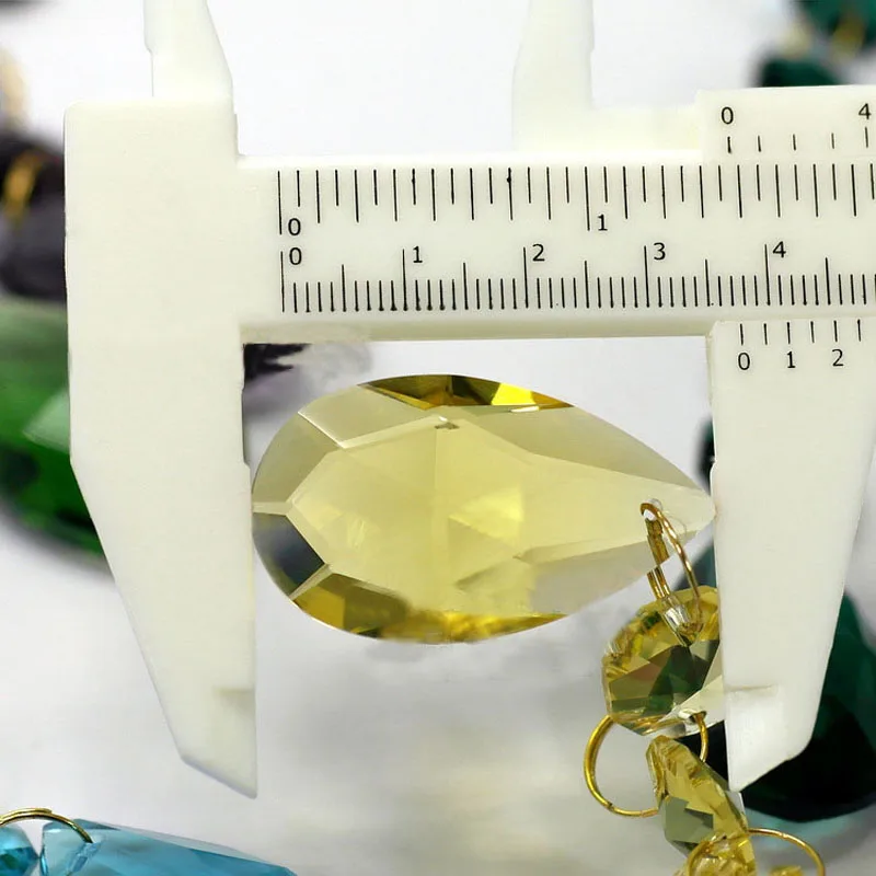 

Top quality 22x92mm 10pcs/lot Yellow Faceted Glass Crystal Chandelier Pendant Prism With two pieces 14mm Crystal octagon Beads