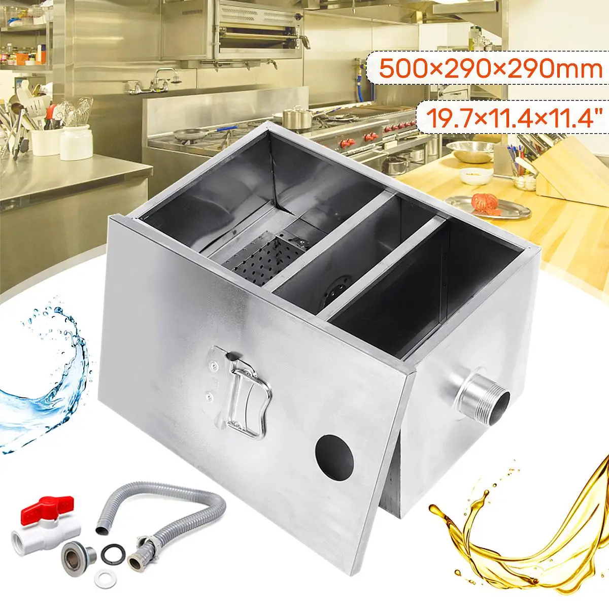 

2019 Newest Grease Trap Interceptor Stainless Steel Interceptor Thickened For Restaurant Kitchen Wastewater Fully Upgraded