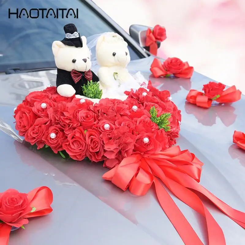 Простые элегантные свадебные автомобиля декоративный цветок в форме сердца Моделирование ЧП Роза принципал плавает венок поставки