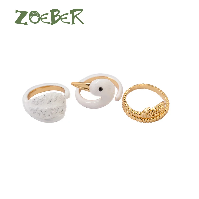 

Zoeber Fashion Animal Ring 3D Enamel Glaze White Swan Finger Ring Animal Finger Ring For Young Girl Women Adjustable Ring RJ2110