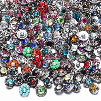 

Royalbeier New 36pcs/lot Mixed Rhinestone Styles Metal Charms 12mm Snap Button Jewelry For Snaps Bracelet DIY Snap Jewelry