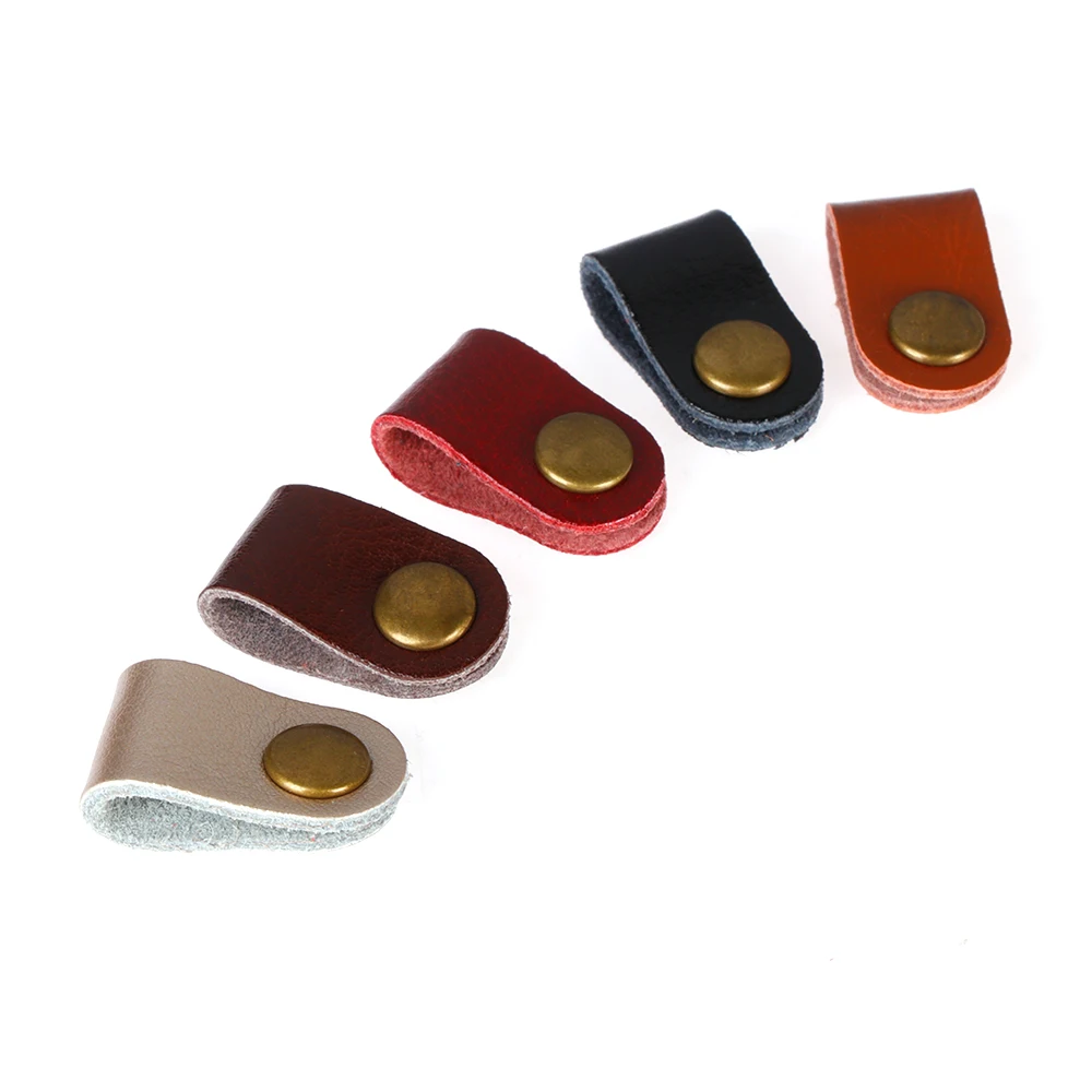 

6cm Cable Clip Fixer Holder Buckle Line PU Leather Texture Organizer Clamp Button Winder Wire Management Practical Cable Clip
