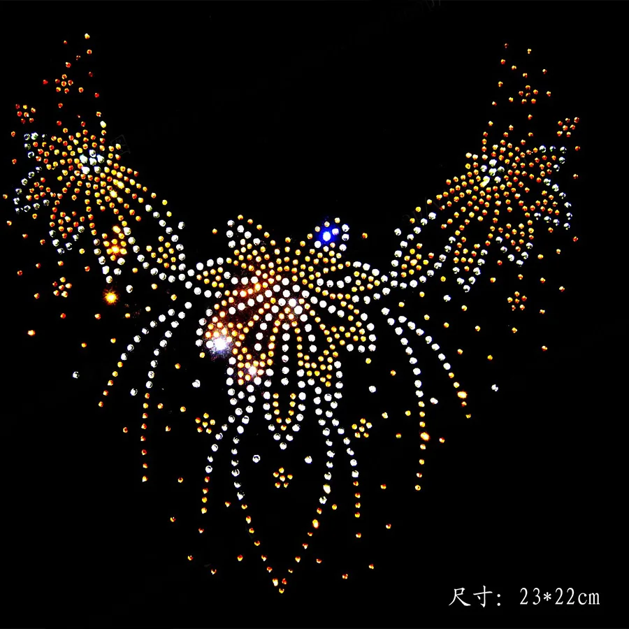 10oc/lt Fashion gold hotfix rhinestones motif hot fix heat transfer design iron on motifs for