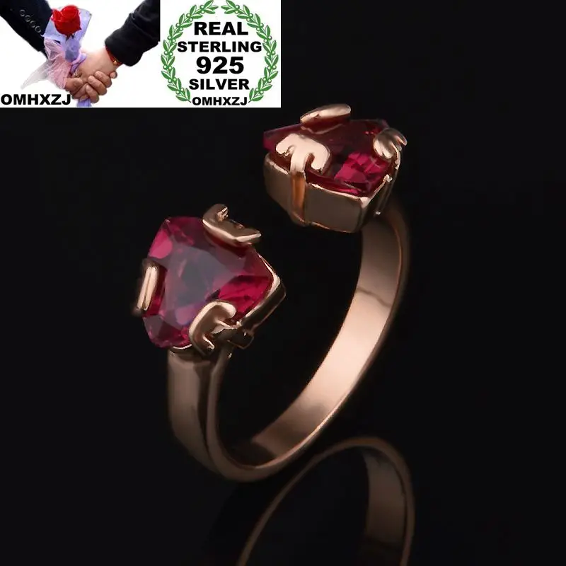 OMHXZJ Wholesale Personality Fashion OL Woman Girl Party Gift Open AAA Zircon 925 Sterling Silver 18KT Rose Gold Ring RN210 | Украшения и