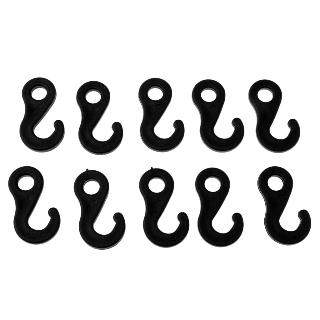 MagiDeal 10 Pcs/set Plastic Fasten Hook Carabiner for Tent Awning Tie Cord End Outdoor Tools Shock Cord Hooks