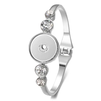 

10pcs Ginger Snap Button Alloy Bracelet Spring Design Crystal Decoration Snap Charms Bangles Jewelry for 18mm Snap Button NN-741