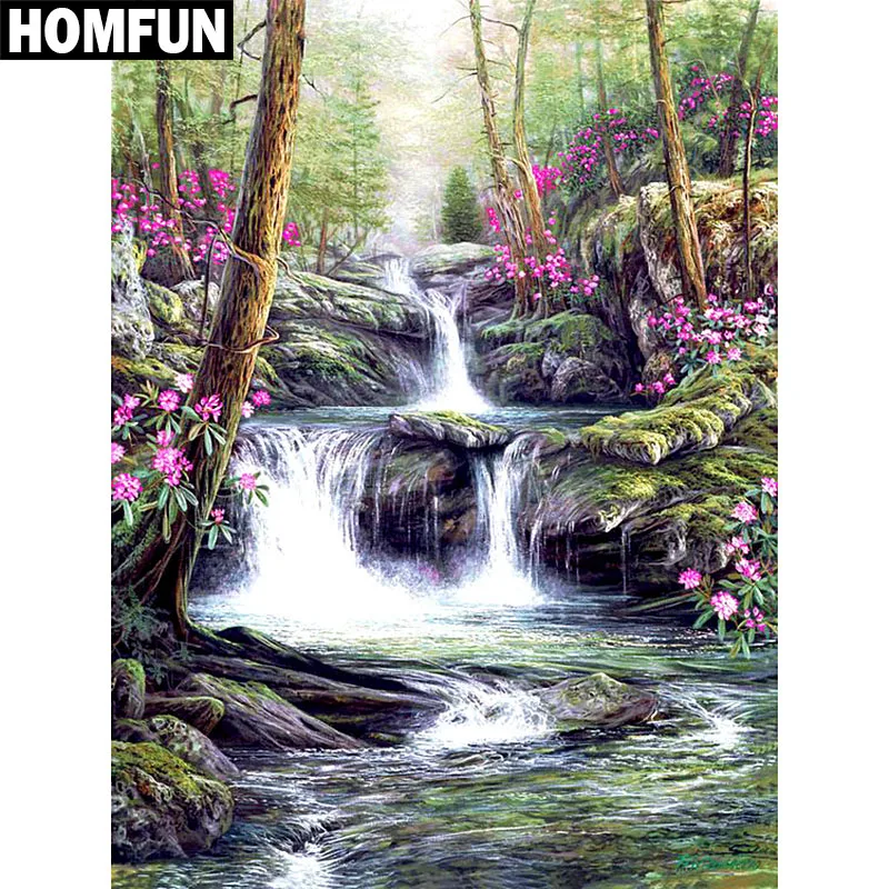 HOMFUN Full Square/Round Drill 5D DIY Diamond Painting &quotForest Stream&quot Embroidery Cross Stitch Home Decor Gift A01370 | Дом и сад