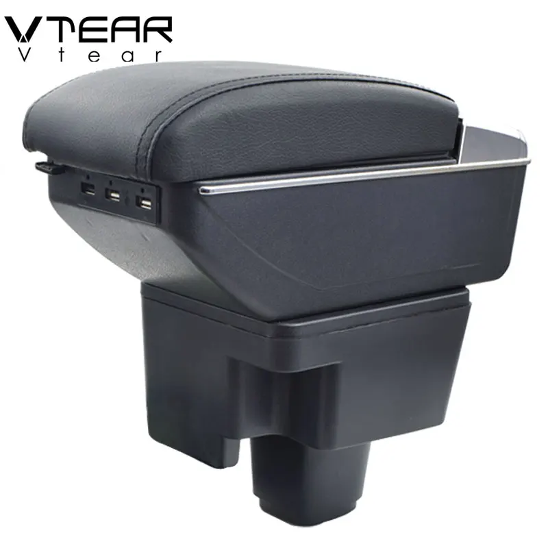 

Vtear For Chevrolet Sail armrest box USB Charging heighten Double layer central Store content cup holder ashtray accessories