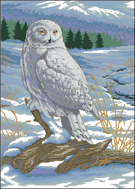 cs-2344 Cross Stitch Kit The Stately Snowy Owl dim 03861 Snow Winter Forest