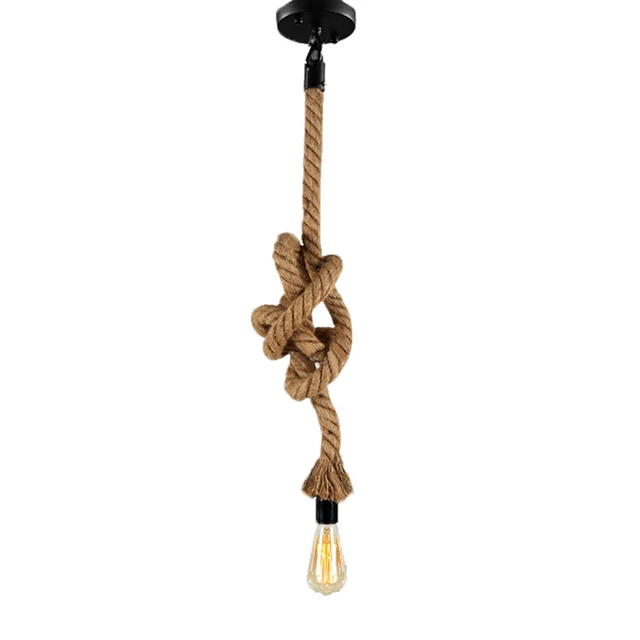 Vintage konopie liny wisiorek światło AC90-260V E27 Loft kreatywna osobowość przemysłowa Lampa wisząca do restauracji Coffee -