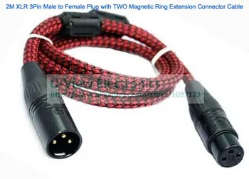 

2M Length Pure Copper XLR 3Pin Male to Female Plug with TWO Magnetic Ring Extension Connector Cable RED COLOR/Free Shipping/1PCS