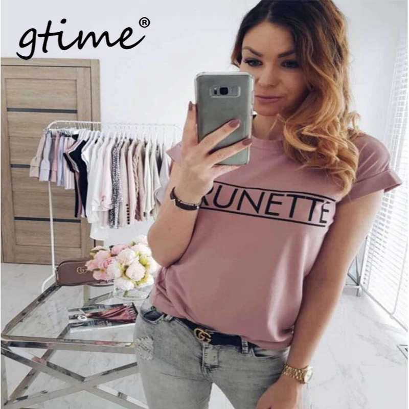 Gtime Dropshipping Мода женская с короткими рукавами базовая летняя футболка