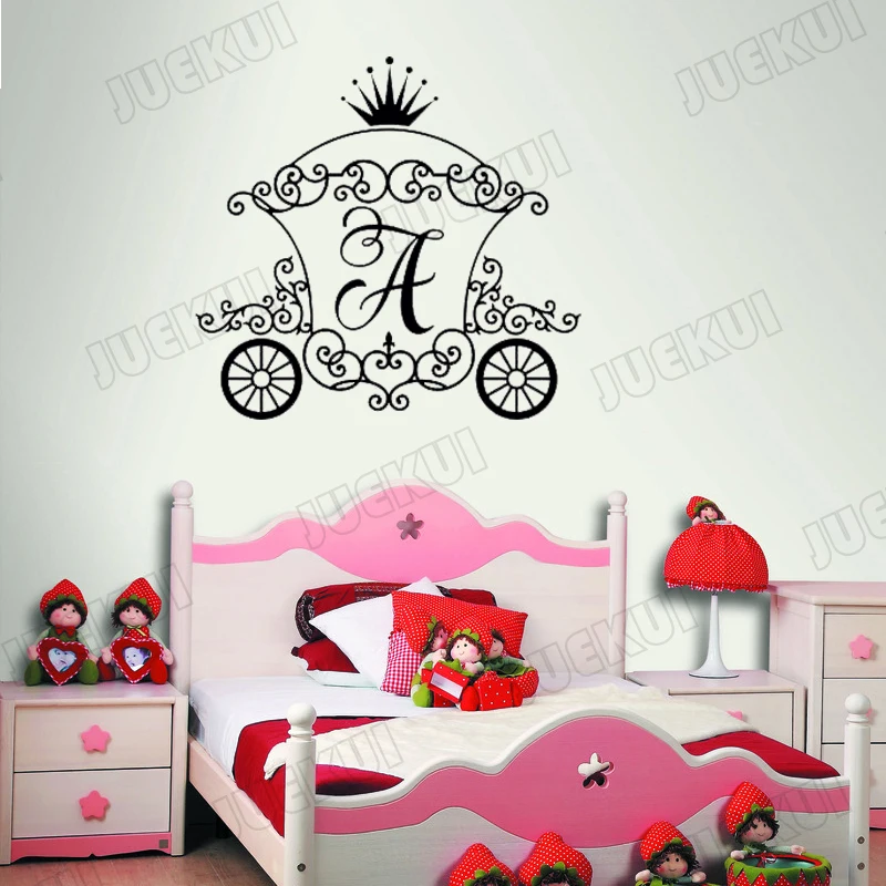 Carriage Custom Capital Letters Wall Stickers for Nursery Baby Girls Bedroom Vinyl Decals Kids Room Decoration Art TA601 | Дом и сад
