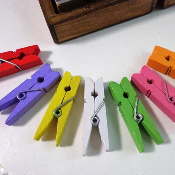 

50pcs Colorful Wooden Clip Photo Memo Wood Peg Office Supplies DIY Craft Postcard Message Card Clips 3.5cmx7mm