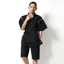 Летнее традиционное японское кимоно для мужчин хлопок Seersuckers юката мужской банный халат кимоно сценическая одежда самураев