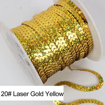 26 цветов, 20 ярдов/рулон, 6 мм, ПВХ, с блестками, линия, с блестками, для шитья, на планках, для рукоделия, аксессуары для одежды - Цвет: 20 Laser Gold yellow