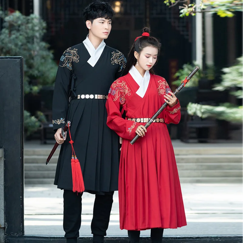 

Chinese Hanfu Wushu Clothing Traditional Ancient Costumes Women Minority Dance Suit Men Tang Dynasty Costume Show Wear DNV11612