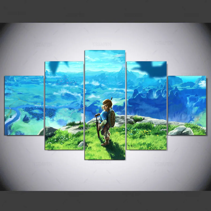 YSDAFEN Gratis Verzending Nieuwe 5 Panel Legend Of Zelda Cuadros