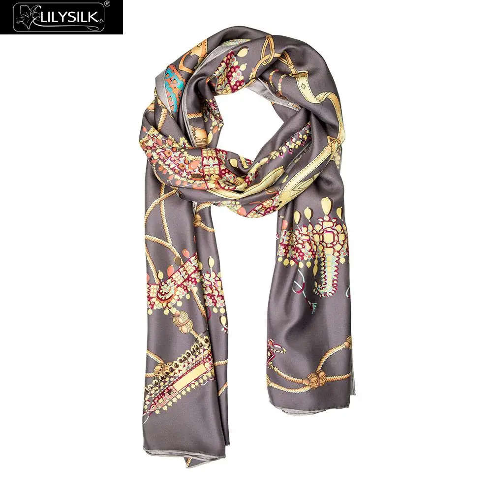 

LilySilk Pretty Elegant Printed Silk Scarf New Free Shipping