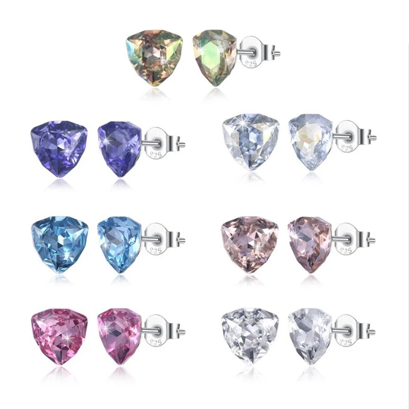 

LEKANI Crystals From SWAROVSKI Trillant Fancy Stone Stud Earrings S925 Silver Simple Fine Jewelry For Women Girls 2018