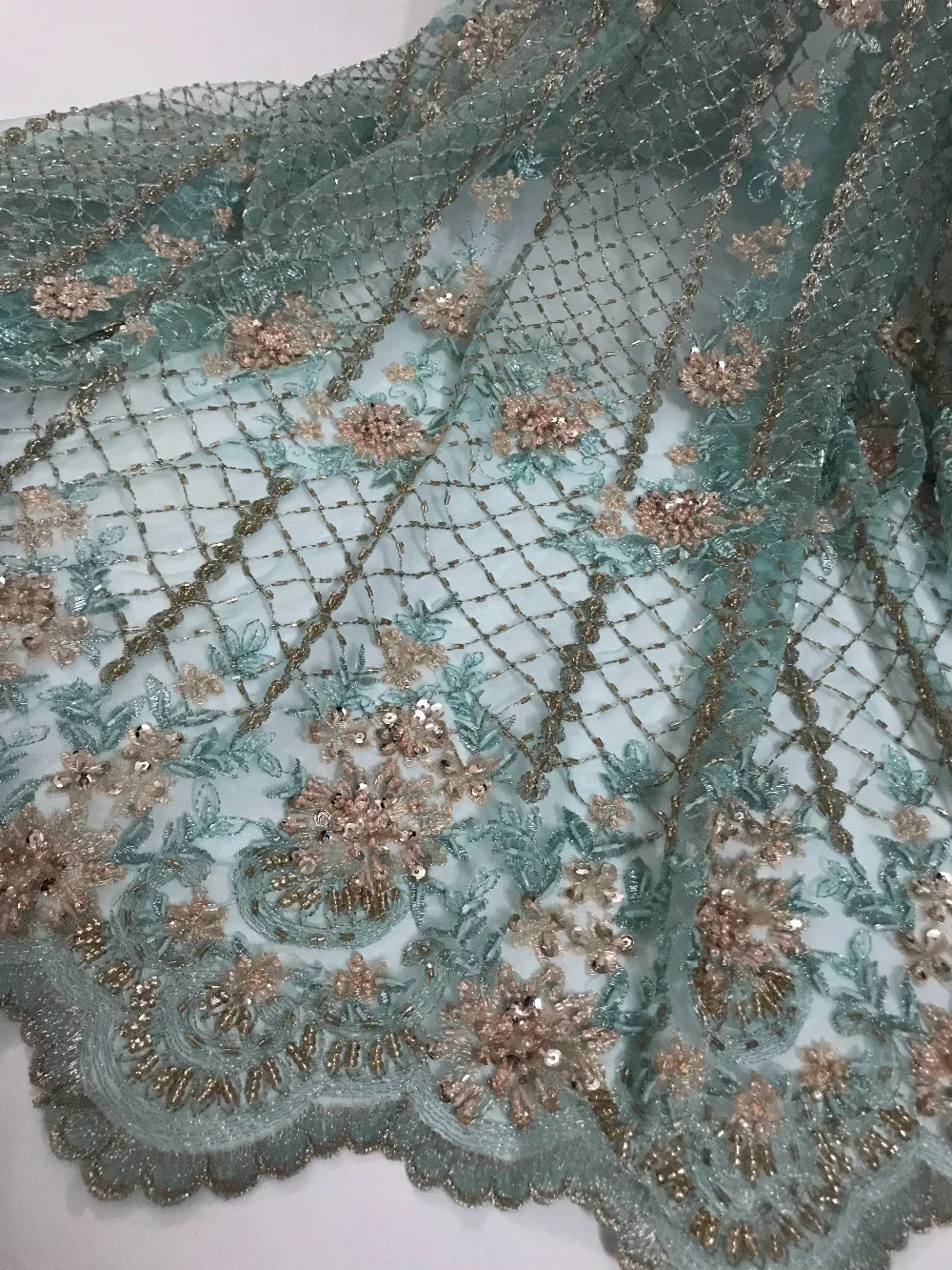 

African Guipure Lace Fabrics 2018 High Quality Embroidery Beaded Lace Fabric ZH1871521 African French Tulle Lace Fabrics