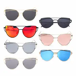 Уличные солнечные очки Светоотражающие УФ-защита солнцезащитные линзы женские кошачьи солнцезащитные очки металлические Прямая доставка