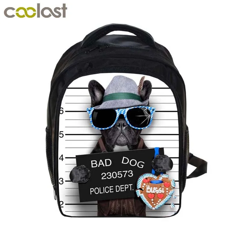 13 Inch Funny Bad dog Backpack Kids School Bags Boys kindergarten