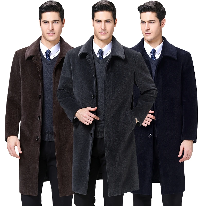 2019 Men Thicken long wool coat for mens wool jacket winter Faux velvet Casual warm cashmere clothes 2019 Men Thicken long wool coat for mens wool jacket winter Faux velvet Casual warm cashmere clothes