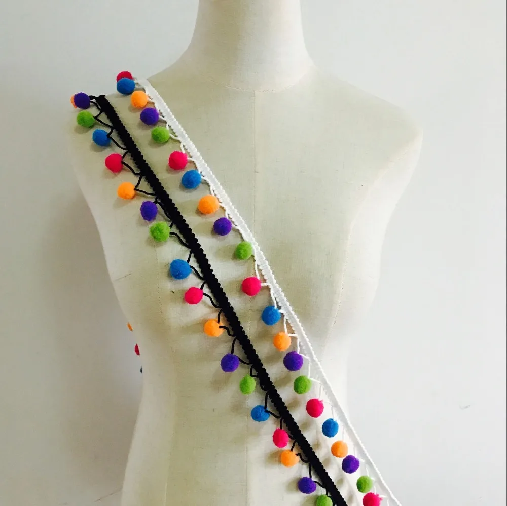 Pom Pom Beaded Balls Trim Ribbon Craft Upholstery Boho Ethnic Sewing