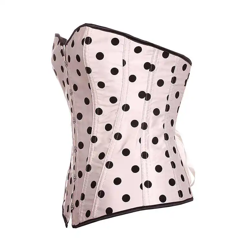 Lace Up Waist Trainer Corset Sexy Button Dot Print Corset Overbust Corsets And Bustiers Corpetes E Corselet Burlesque Corset Top (11)