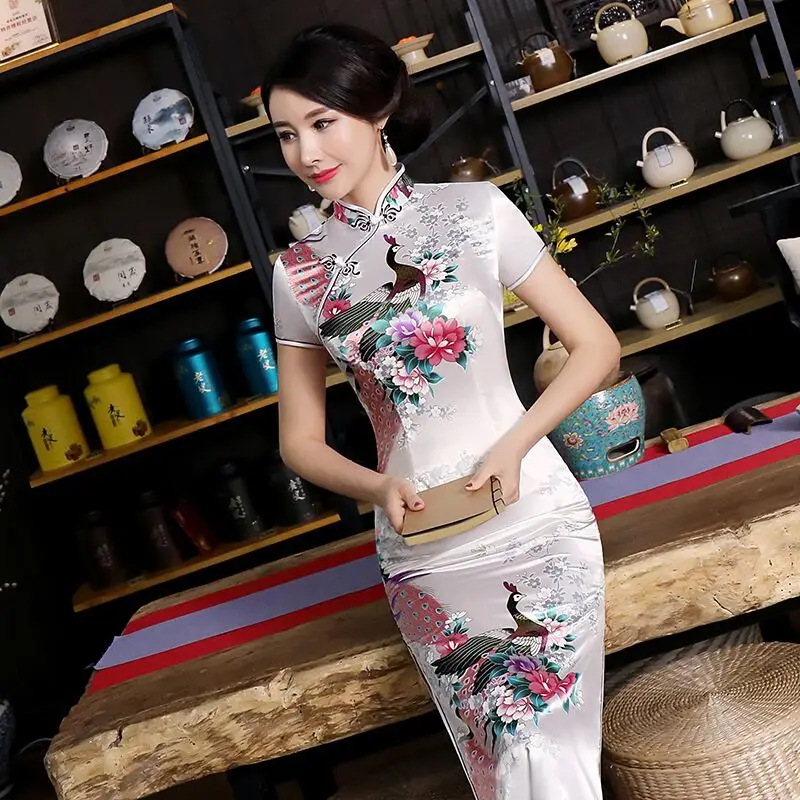 Модное Летнее Длинное платье Cheongsam в китайском стиле, женское тонкое платье Qipao, Новое поступление, Размеры S M L XL XXL XXXL 4XL 5XL 6XL, J3038