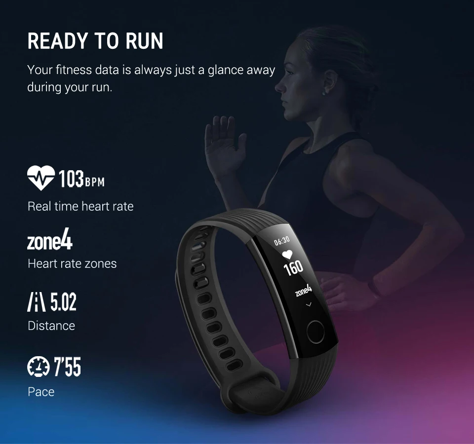 Huawei Honor Band 3 Smart Wristband Real-time Heart Rate Monitoring 5ATM Waterproof for Swimming Fitness Tracker for Android iOS