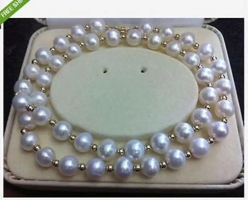 

9-10MM REAL SOUTH SEA WHITE PEARL NECKLACE 14k