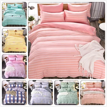 

Pink Stripe Girl Kids Bedlinen 3/4 pcs Bedding Set 1.5m 1.8m 2m 2.2m Bedsheet King Queen Twin Double Size Duvet Cover Bedclothes