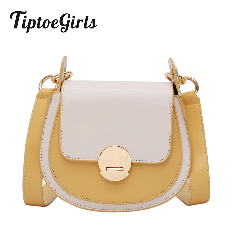 

Stitching Contrast Color Saddle Bag Female New Fashion Shoulder Bag Casual Wild Messenger Bag