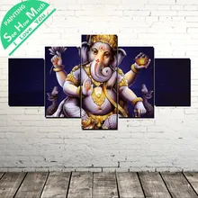 5 Шт. Свободный Лорд Ганеша Wall Art Холст Плакат и Печать Холст Картины Декоративные Картины для Лучший!