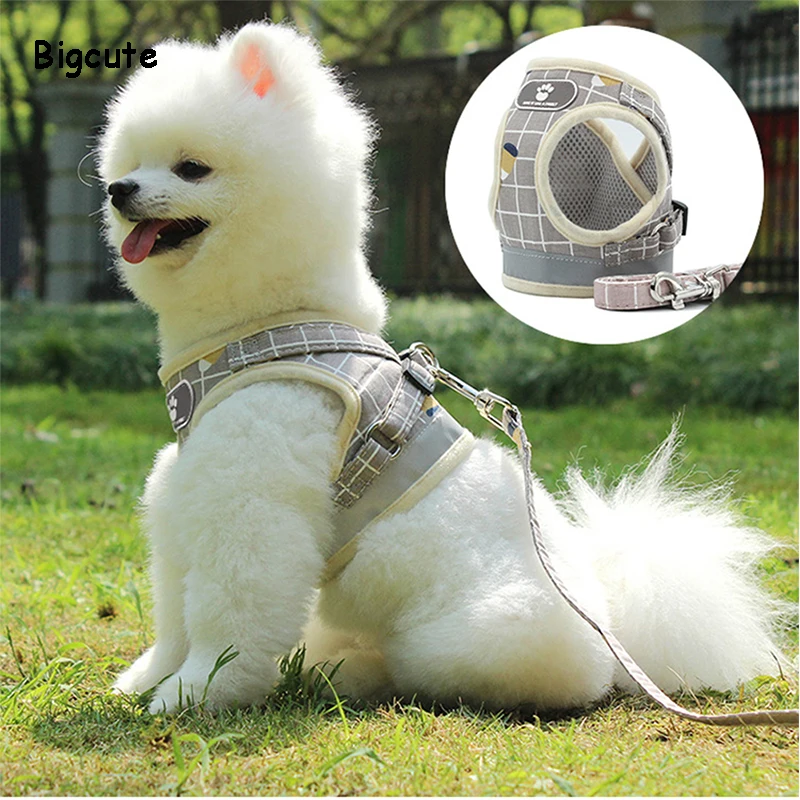 

Pet Dog Cat Leash Harness Set Adjustable Vest Walking Supplies Reflective Harness Mesh Breathable Collar Puppy Chihuahua Dogs