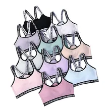 Письмо Топы женские нижнее бельё из чистого хлопка спортивные девушки жилет-стиль бюстгальтер с буквенным Красота Назад упаковки нить Патти