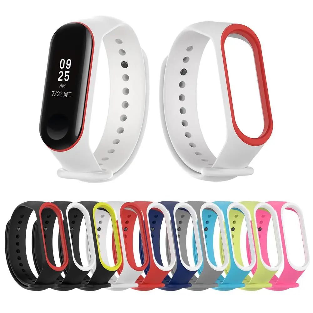 

Dual Color Silicone Replacement Wrist Strap Smart Bracelet Soft Watch Band 10 Colors Detachable Strap For Xiaomi Mi Band3 1PC J2