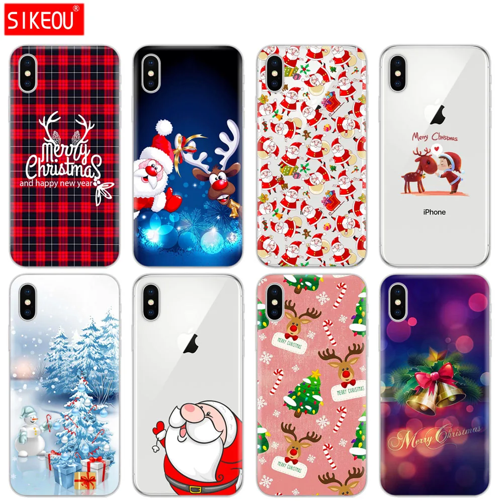 Силиконовый чехол для iphone X 11 pro MAX xs max задняя крышка SE 2020 подарок с рождественским