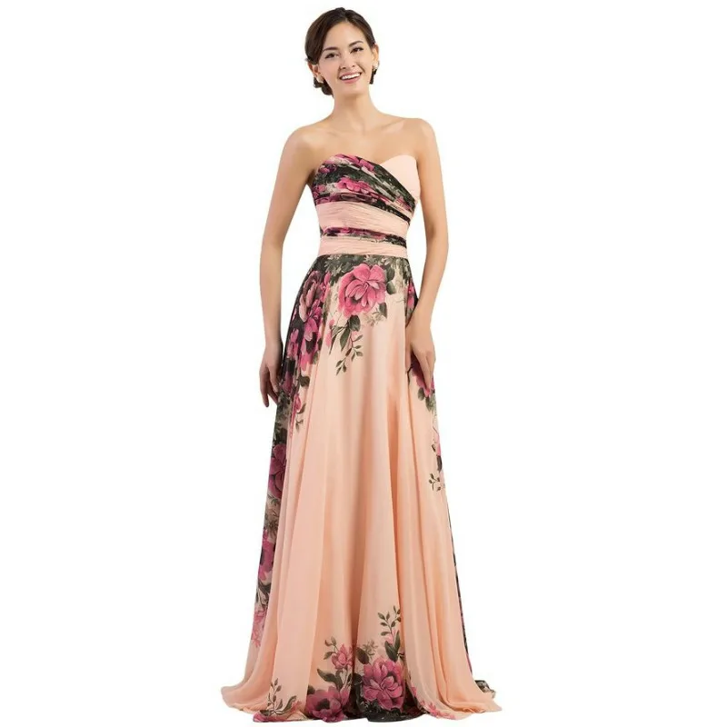 Hirigin модное женское платье, без рукавов, на одно плечо, четыре стиля, цветочное длинное платье, коктейльное, вечернее, выпускное платье - Цвет: as the picture show