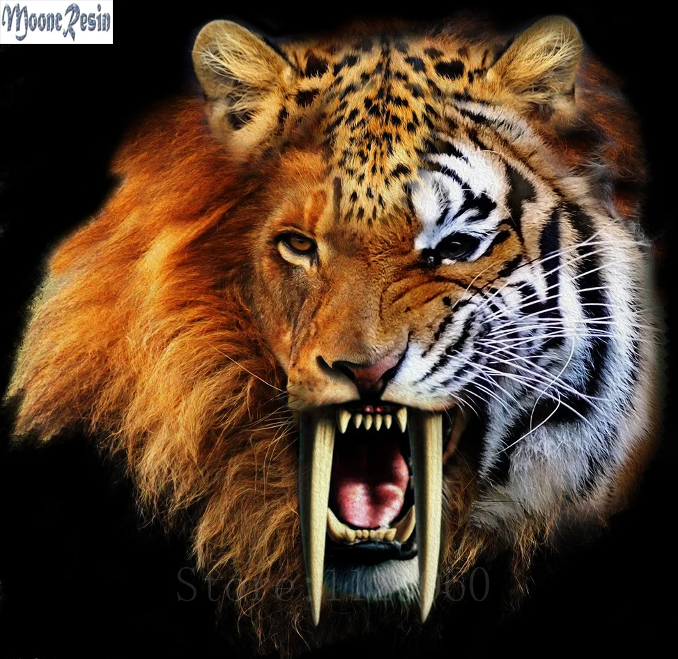 

MOONCRESIN Diamond Mosaic Variation Of The Tiger Pattern Sticker Full Square Diamond Embroidery Flower Diy Diamond Painting Kits