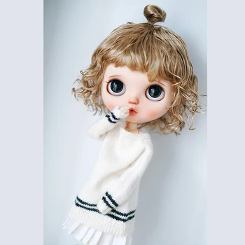 

Bybrana Short Wave Bangs 1/3 1/4 BJD Wigs 9-10 inches Big Head doll detachable Imitation mohair for dolls